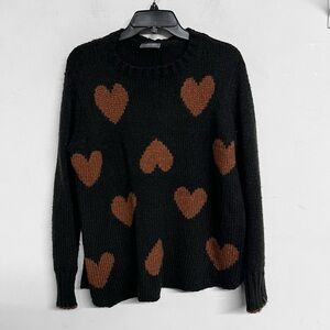 Wooden Ships‎ Black Brown Hearts Crewneck Sweater
